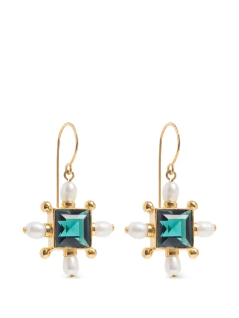 FREYA ROSE quartz cross earrings Gold GREENQUARTZCROSSEARRINGS