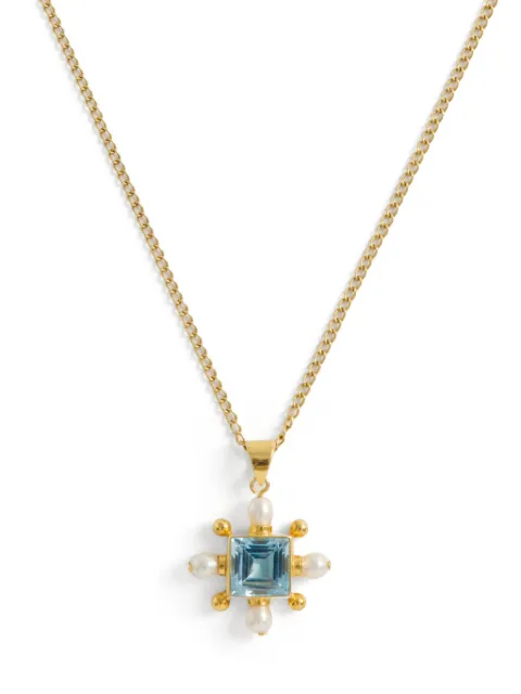 FREYA ROSE topaz cross necklace Gold BLUETOPAZNECKLACE