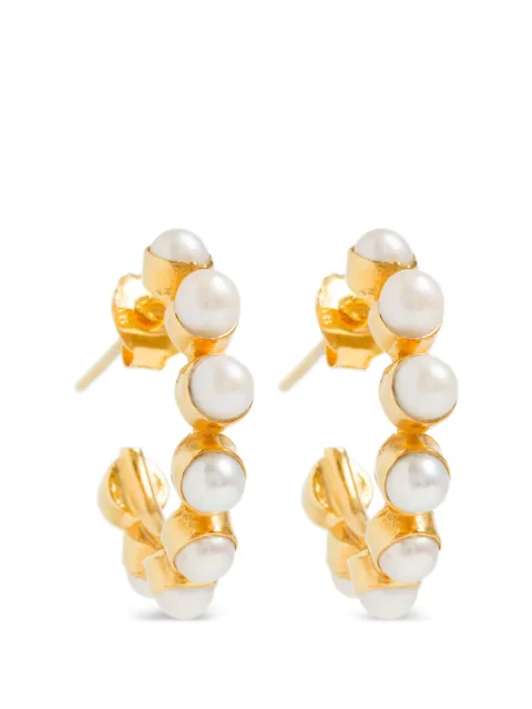 FREYA ROSE pearl stud hoops earrings Gold MINISTUDPEARLHOOPS