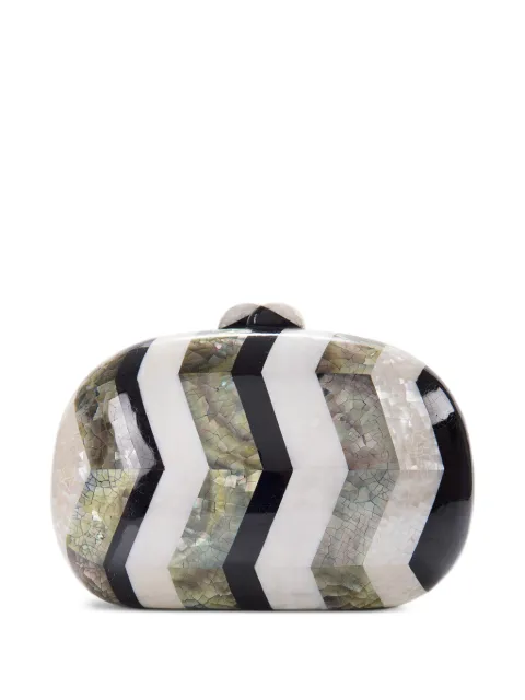 FREYA ROSE Calypso chevron clutch bag White CALYPSOGREEN