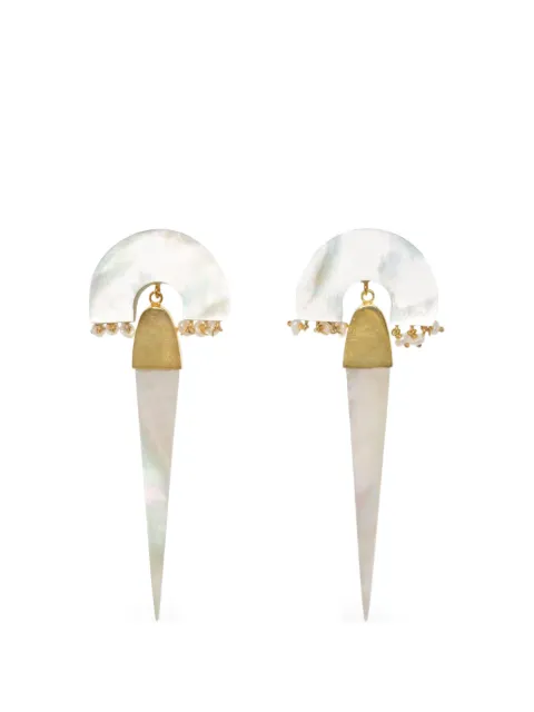 FREYA ROSE Myla drop-design earrings Gold MYLAIVORY