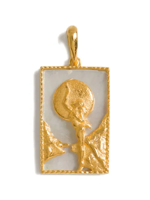 FREYA ROSE rectangle woman moon pendant Gold RECTANGLEWOMANANDMOONPENDANT