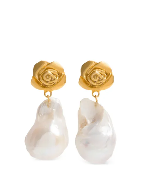 FREYA ROSE rose-detail earrings Gold ROSEBAROQUEPEARLDROPS