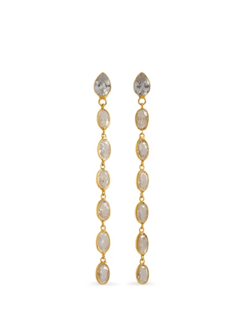 FREYA ROSE long-drop-design earrings Gold OVALCRYSTALFRAMEDLONGDROPS