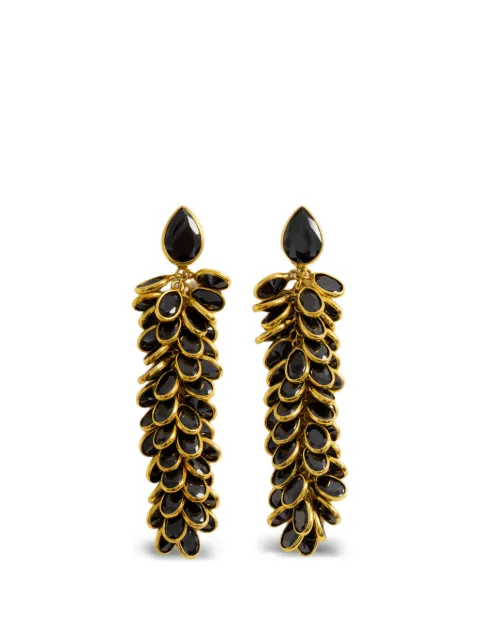 FREYA ROSE crystal long drop earrings Gold BLACKANDGOLDCRYSTALLONGDROPS