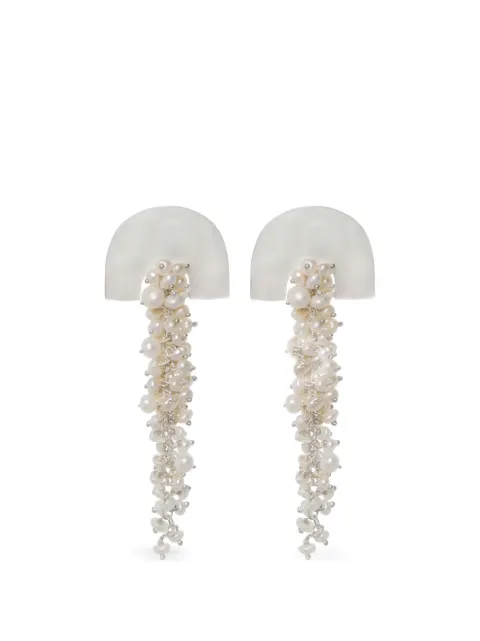 FREYA ROSE long Hakuro mother-of-pearl pearl drop earrings Silver HAKUROSILVERMOTHEROFPEARLANDPEARLLONGDROPS