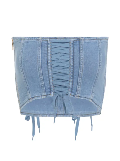 Elisabetta Franchi denim bustier top with crossover laces Blue JT02D61E2