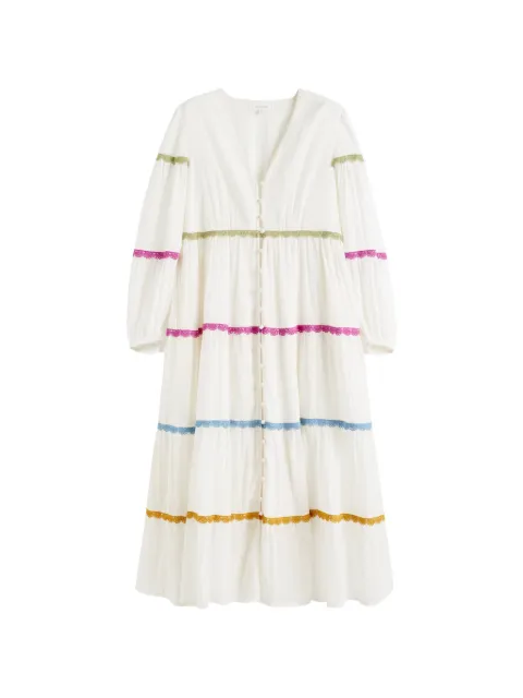 Chinti & Parker scalloped-detail midi dress White DSS2609CREAM