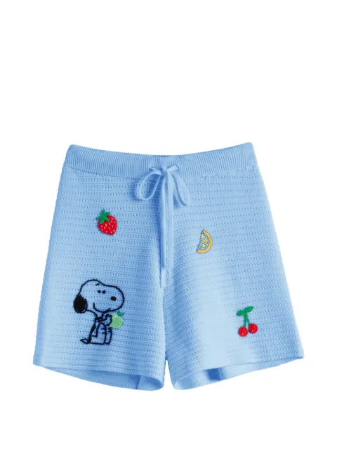 Chinti & Parker Snoopy crochet embroidered cotton shorts Blue KSS2672LIGHTBLUE
