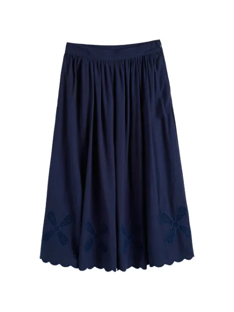 Chinti & Parker broderie scalloped midi skirt Blue SSS2602NAVY