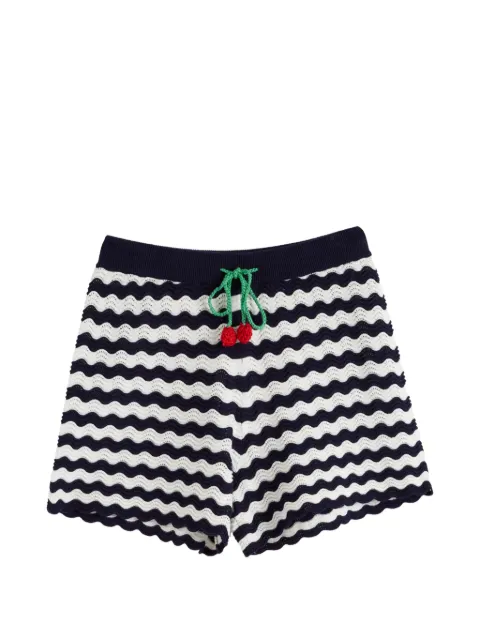 Chinti & Parker cherry crochet shorts Blue KSS2678NAVYCREAM