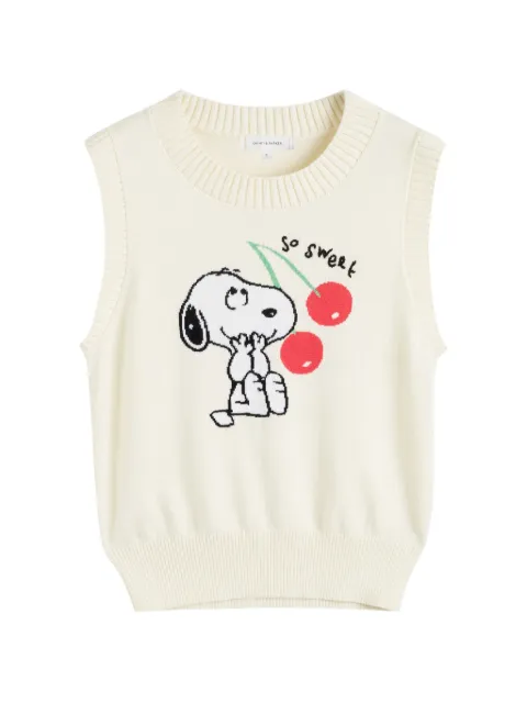 Chinti & Parker Snoopy sleeveless cotton tank top White KSS2676CREAM