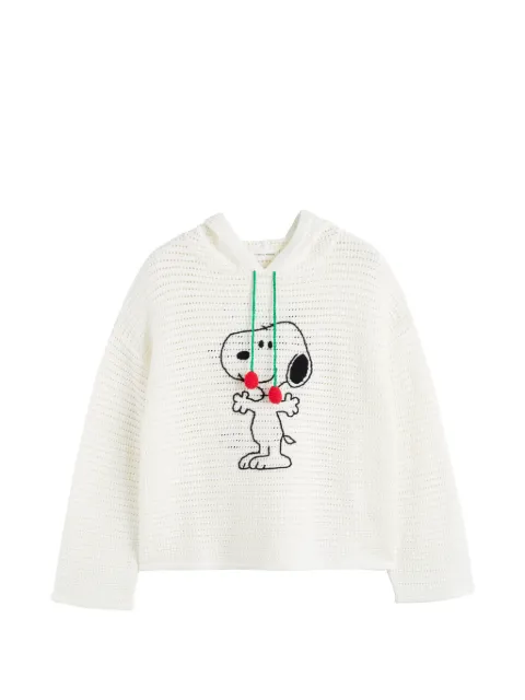 Chinti & Parker Snoopy crochet cotton hoodie sweater White KSS2673CREAM