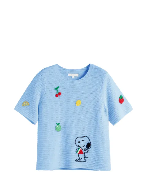 Chinti & Parker Snoopy crochet cotton T-shirt Blue KSS2671LIGHTBLUE