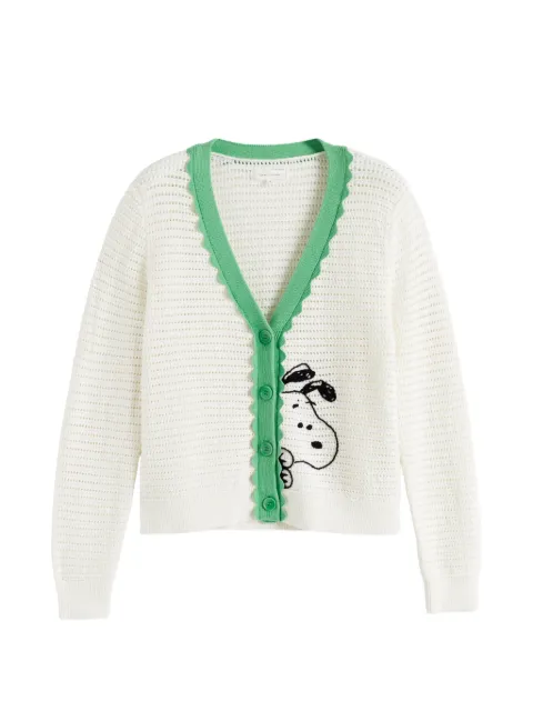 Chinti & Parker Snoopy crochet cotton cardigan White KSS2674CREAM