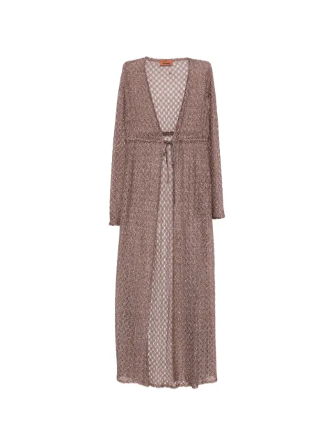Missoni tie-waist textured cover up coat Brown MS26SQ0SBR014D