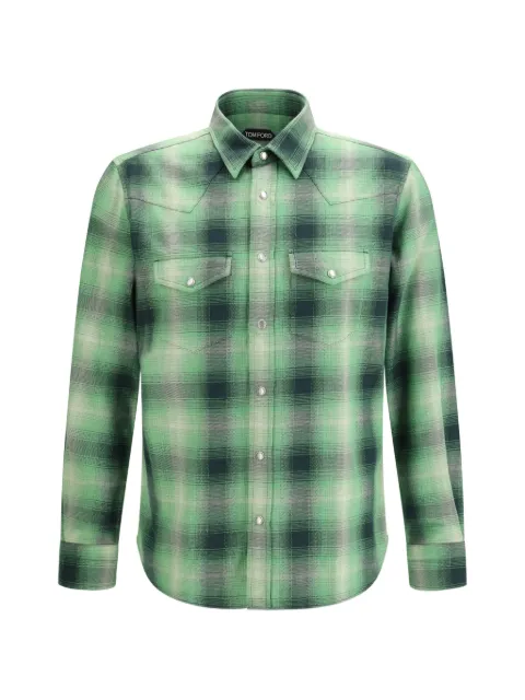 TOM FORD checked slim shirt Green HDS001FMC305