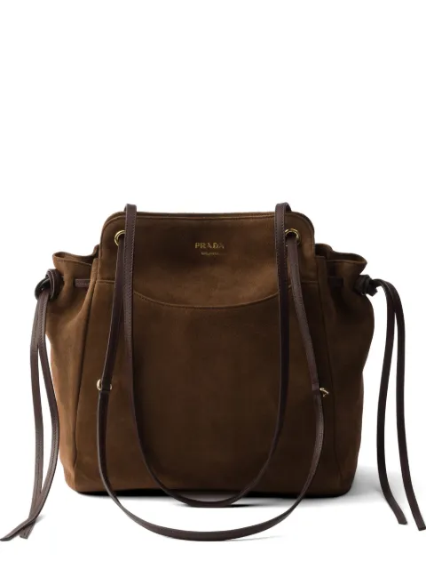 Prada carry medium suede tote bag Brown 1BG641VOOO2G6D