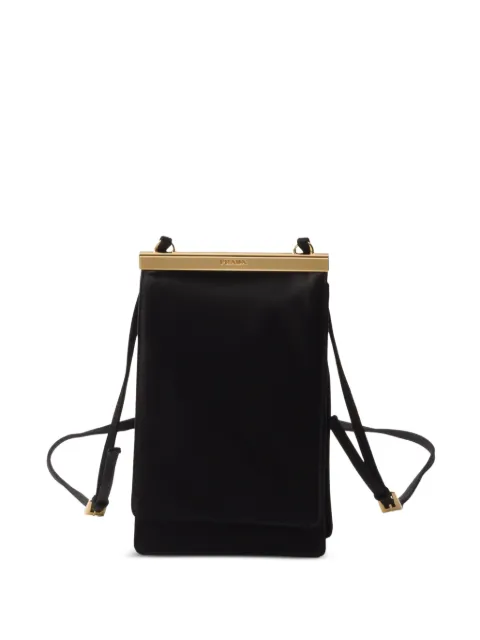 Prada mini logo-lettering shoulder bag Black 1BH227VOOOAC4