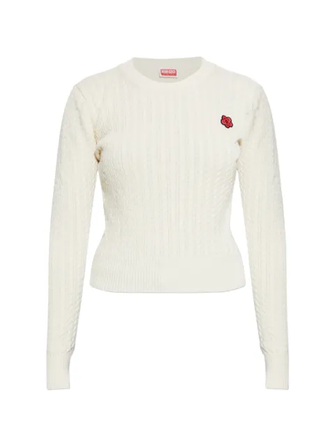 Kenzo cable-knit flower-patch sweater Neutrals FG52PU7363LK