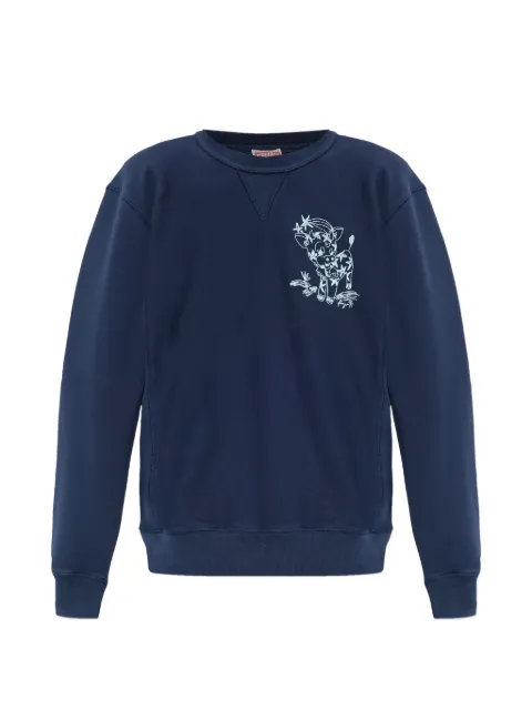 Kenzo cartoon-embroidery crew-neck sweatshirt Blue FG55SW2074MJ