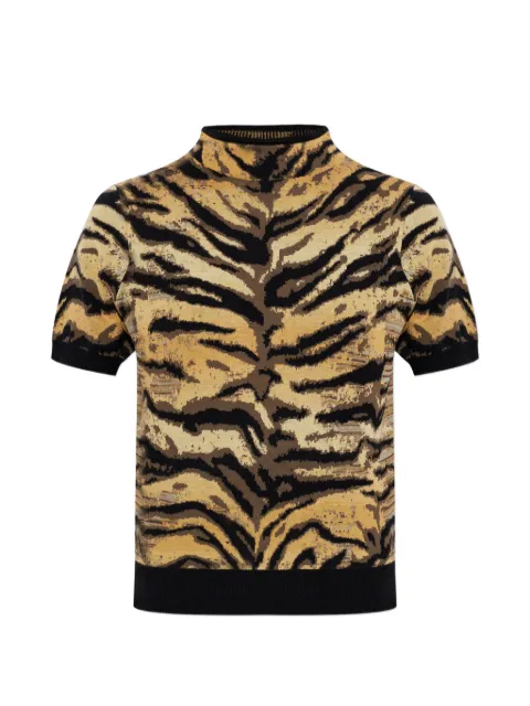 Kenzo tiger-print roll-neck T-shirt Neutrals FG52TO6313DO