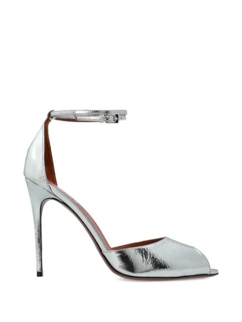 Paris Texas peep toe ankle strap pumps Silver PX1870