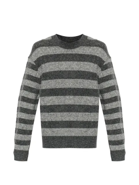 Officine Generale striped crew neck sweater Grey S26MKNT308PRE