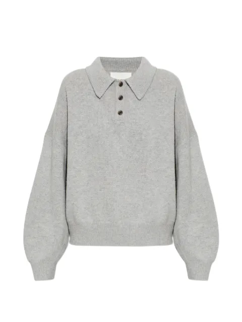 Lisa Yang Etta button collared knitted top Grey 2026054
