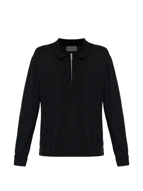 Officine Generale zip closure wool polo shirt Black S26MKNT305PRE