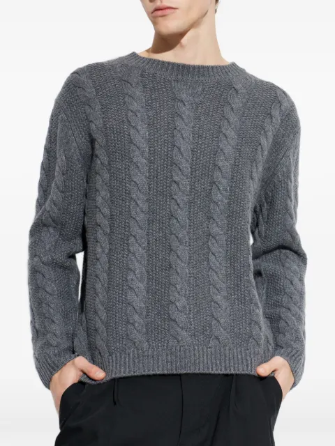 Lisa Yang cable-knit crew-neck sweater Grey 3026009