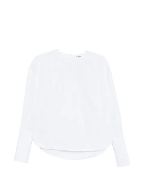 Alaïa stripped-pattern long-sleeve blouse White AA9C1003W124C