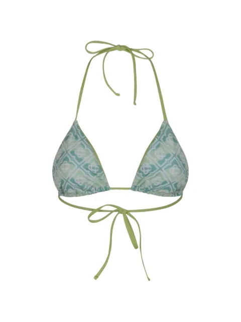 Casablanca wavy-monogram tie bikini top Green WSP26SWM02001