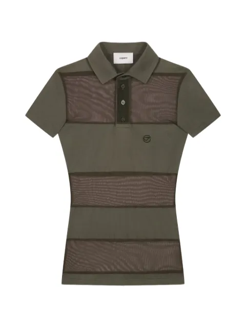 Coperni sheer striped button polo shirt Green COPJS115F5028