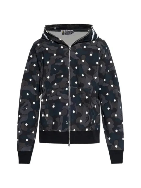 A BATHING APE® polka-dot camouflage zip-up hoodie Black 001ZPL801302M