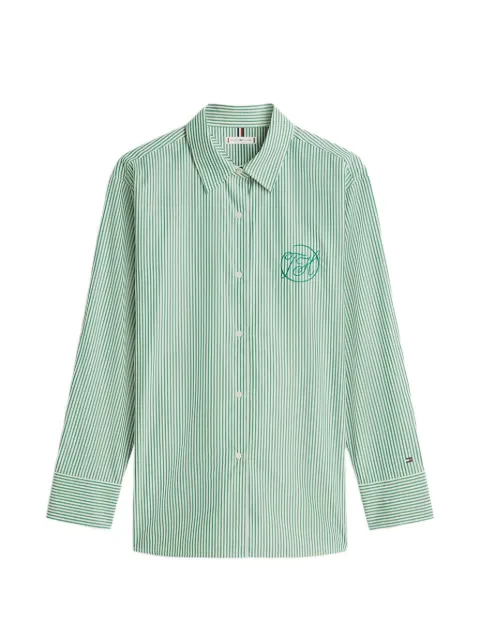 Tommy Hilfiger striped-print logo-embroidered shirt Green FWW0WW48190