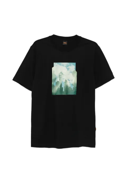 BOSS printed-artwork T-shirt in cotton jersey Black 50556024