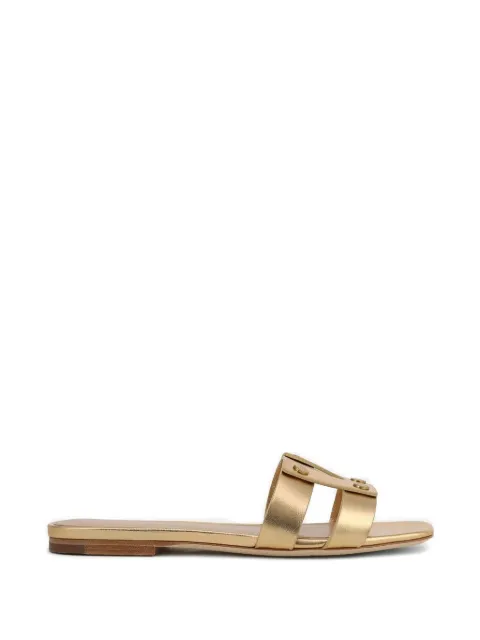 Veronica Beard strap logo sandals Gold J3573L