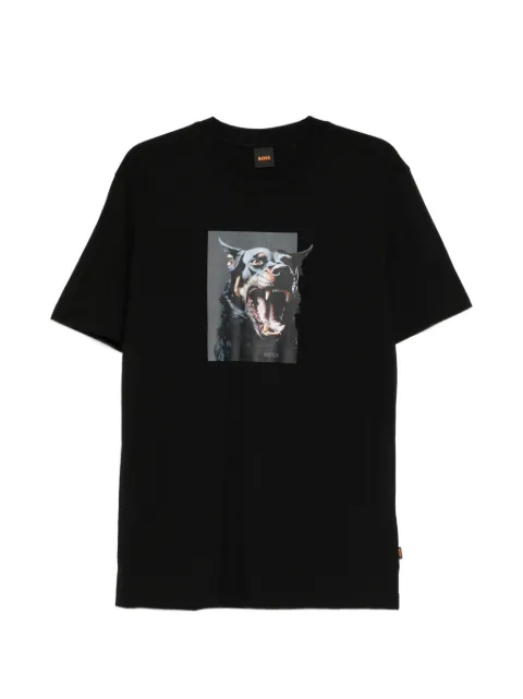 BOSS cotton-jersey T-shirt with animal artwork Black 50558965