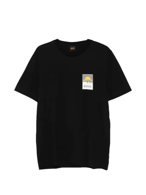 BOSS cotton-jersey T-shirt with logo artwork Black 50556023