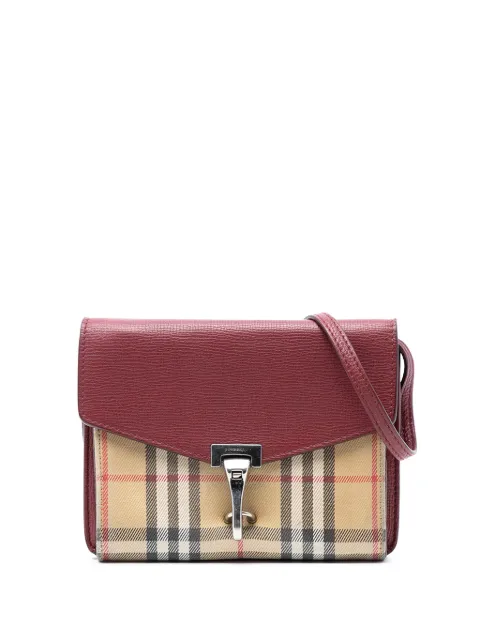 Burberry Pre-Owned 2000-2017 Small Leather and House Check Canvas Derby Macken crossbody bag Red RE3HIKVV53P9TM4L