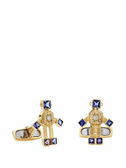 Van Robot diamond tanzanite robot cufflinks Gold PVR25VRCL25DT