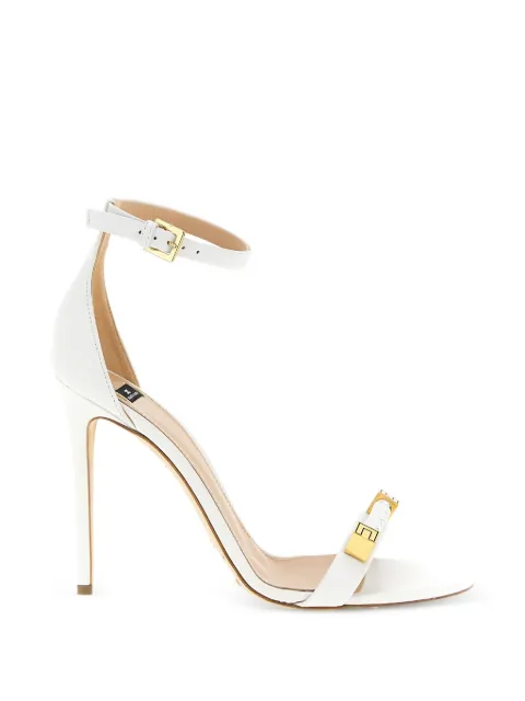 Elisabetta Franchi leather sandals with logo details White SA12L61E2