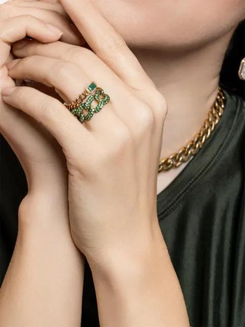 SHAY emerald rectangle link ring Gold SR196404867