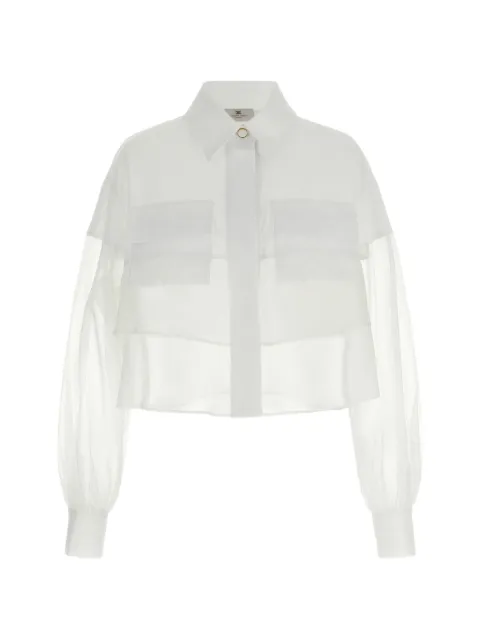 Elisabetta Franchi organza crochet-logo crop shirt White CA11861E2