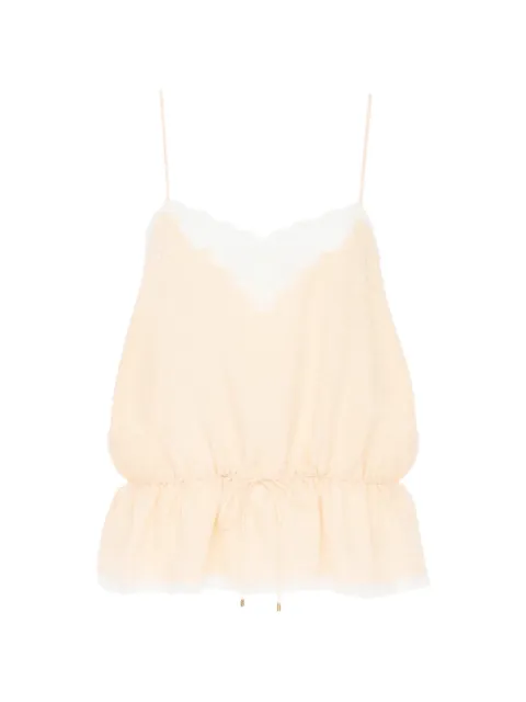 Chloé lace-trim silk top Neutrals CH26UH121323