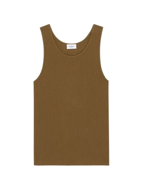 Saint Laurent Cassandre ribbed cotton tank top Brown 842992Y37EC