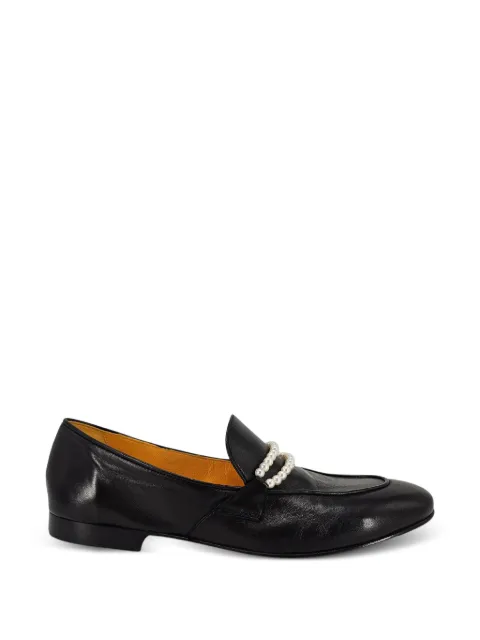 Madison Maison leather pearl-detail loafers Black MD302