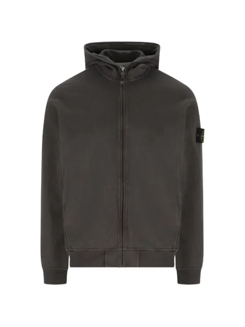Stone Island 6100032 malfilé fleece old-effect regular-fit zip-up hooded sweatshirt with pockets Grey L1S156100032S0060