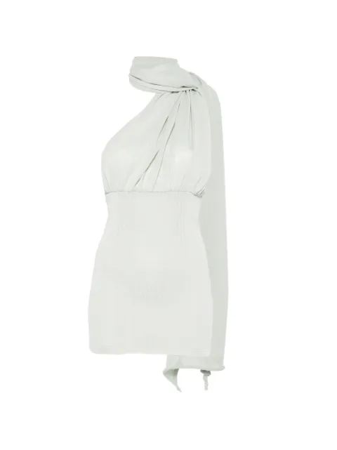 Aya Muse Thea scarf-detail mini dress Green AMSS2682